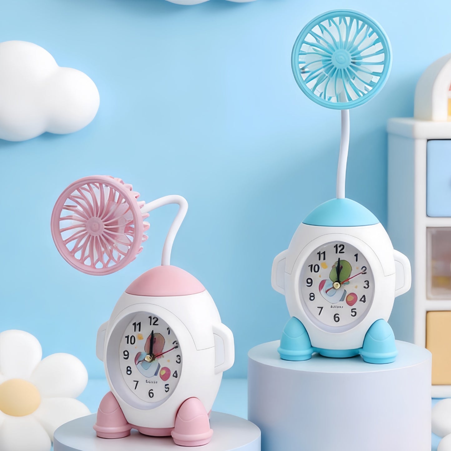 Damen Multifunktionale Tischuhr mit Ventilator Karnz