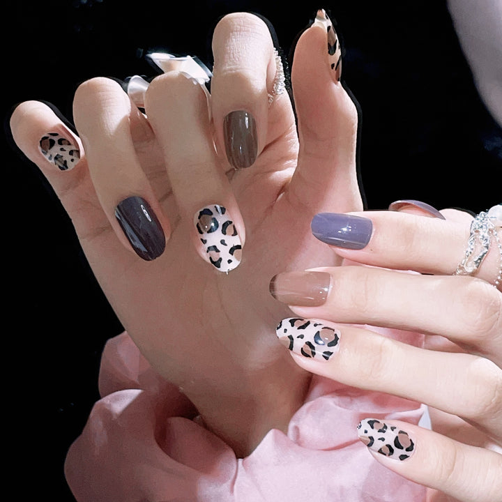 Stylisches Leopard-Print Press-On Nagelset