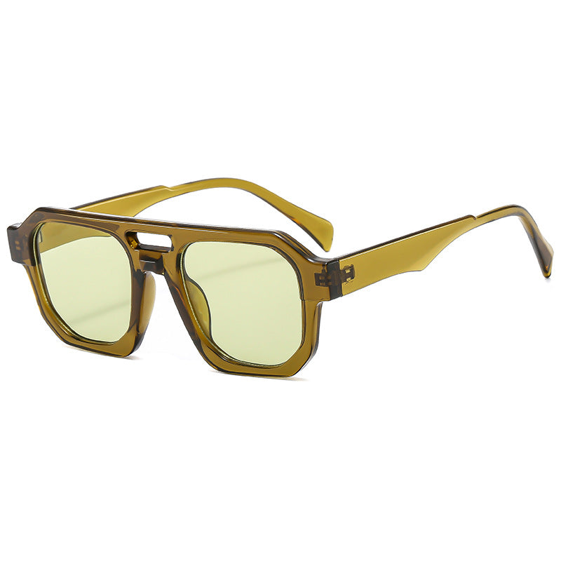 Damen exklusive polygonale Sonnenbrille mit luxuriösem Schildpatt-Muster Karnz