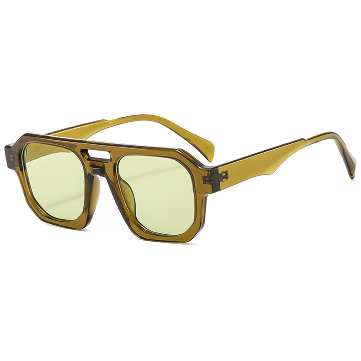 Damen exklusive polygonale Sonnenbrille mit luxuriösem Schildpatt-Muster Karnz