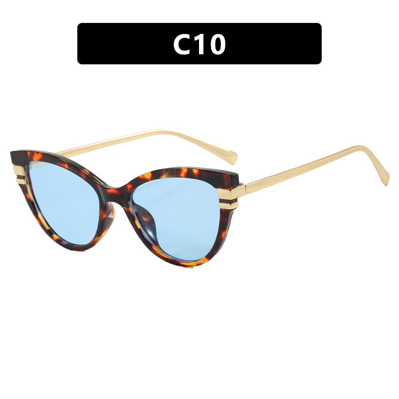 Damen Cat-Eye Sonnenbrille mit elegantem Kunststoffrahmen und goldenen Akzenten Karnz