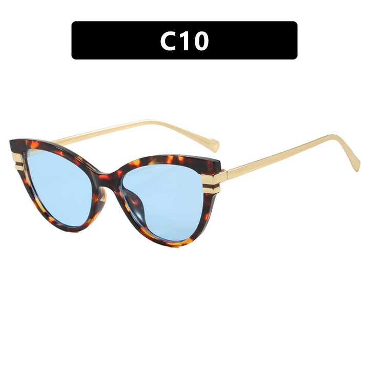 Damen Cat-Eye Sonnenbrille mit elegantem Kunststoffrahmen und goldenen Akzenten Karnz