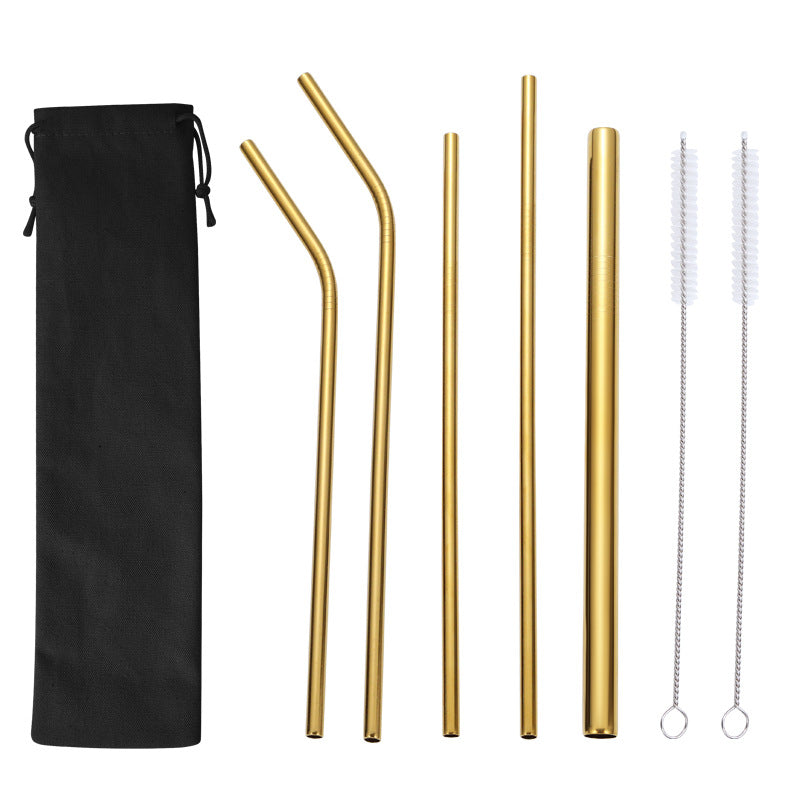 Edelstahl Trinkhalme-Set mit Reinigungsbürsten Karnz