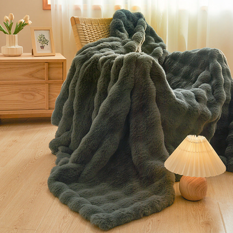 Übergroße luxuriöse Kunstfell-Decke mit tiefem, plüschigem Flor für Sofa und Bett