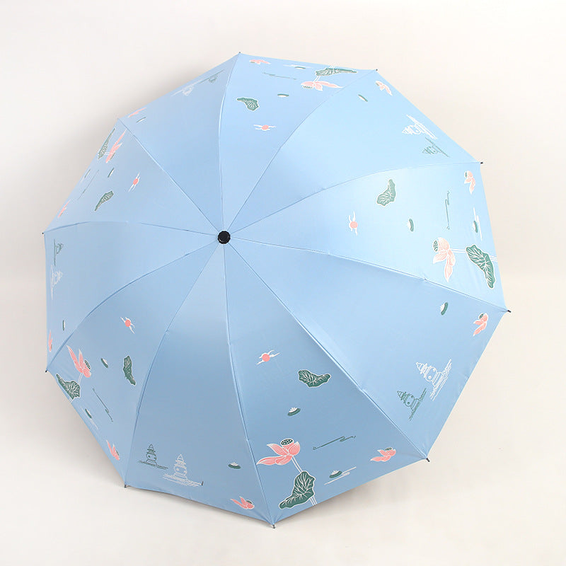 Damen Faltbarer Regenschirm mit floralen Akzenten Karnz