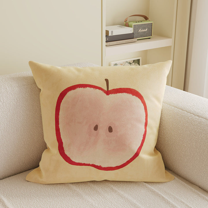 Decorative Square Throw Pillow Cover with Watercolor Lychee Botanical Print and Hidden Zipper