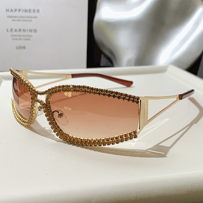 Damen Cat-Eye Sonnenbrille mit funkelndem Kristallrahmen Karnz