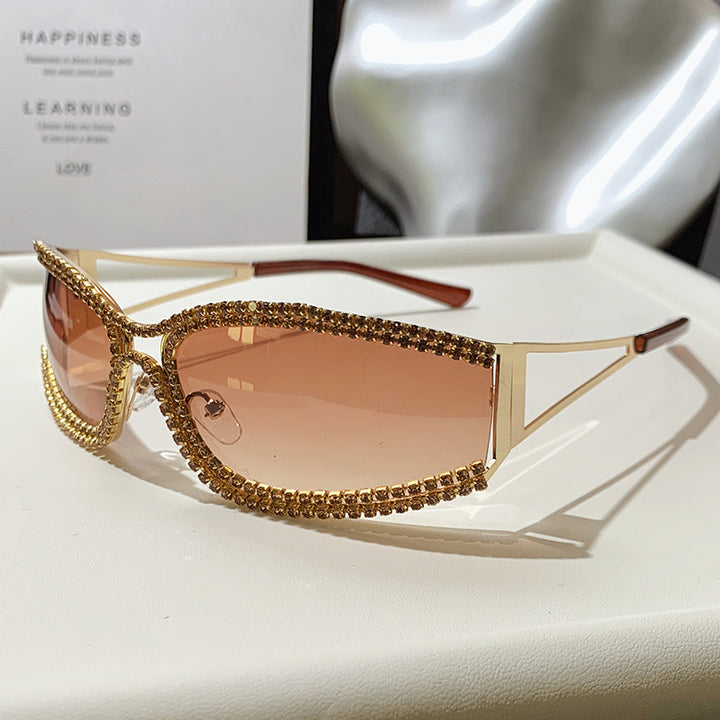 Damen Cat-Eye Sonnenbrille mit funkelndem Kristallrahmen Karnz