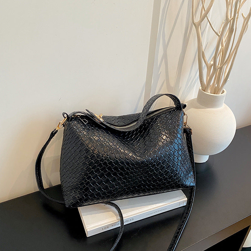 Gewebte Leder-Schultertasche