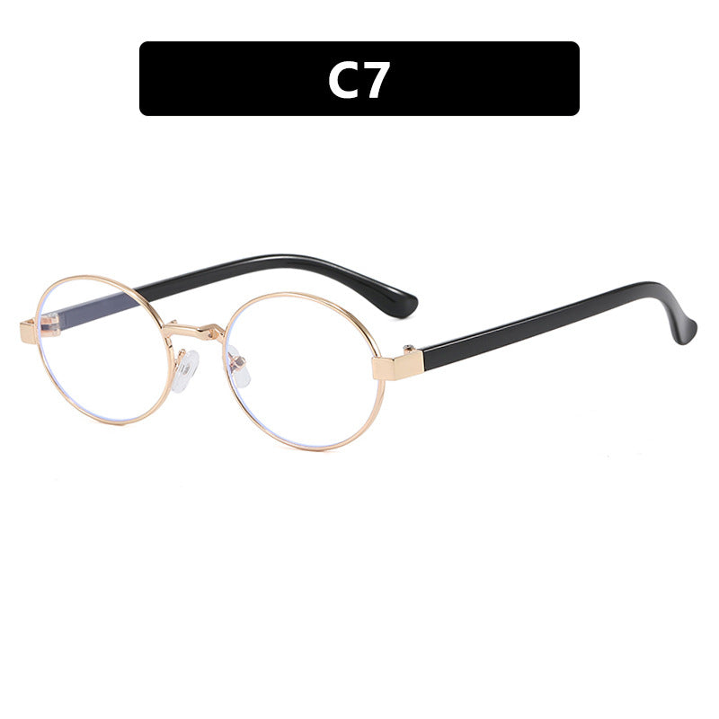 Damen runde Brille mit elegantem Metallrahmen und verstellbaren Nasenpads Karnz