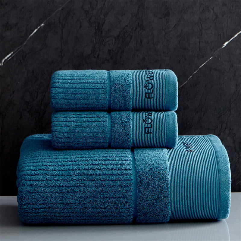 Luxuriöses Frottier-Handtuch-Set aus Baumwollvelours mit Rippenstruktur
