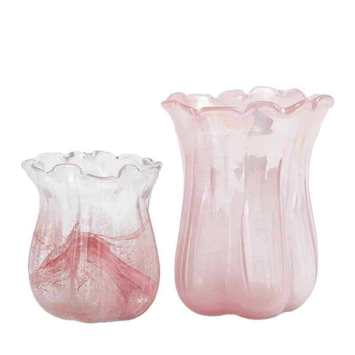 Handgeblasen Rüschentulpen Kunstglas Dekorative Vase Karnz