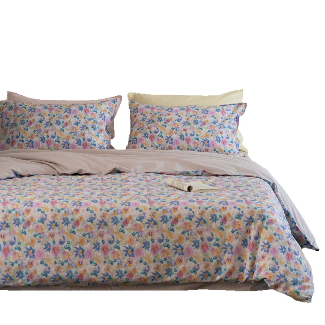Floral Aquarell Baumwoll-Satin Bettwäsche Set