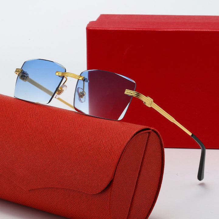 Damen exklusive geometrische Sonnenbrille mit luxuriösen Metallrahmen und polarisierenden Gläsern Karnz