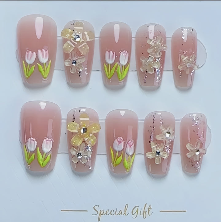 Floral Art Press-On Nail Set Karnz