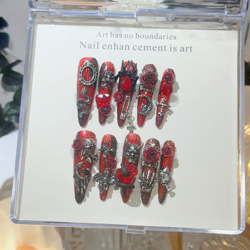 Gothic-inspiriertes 3D-Nagelkunst-Set