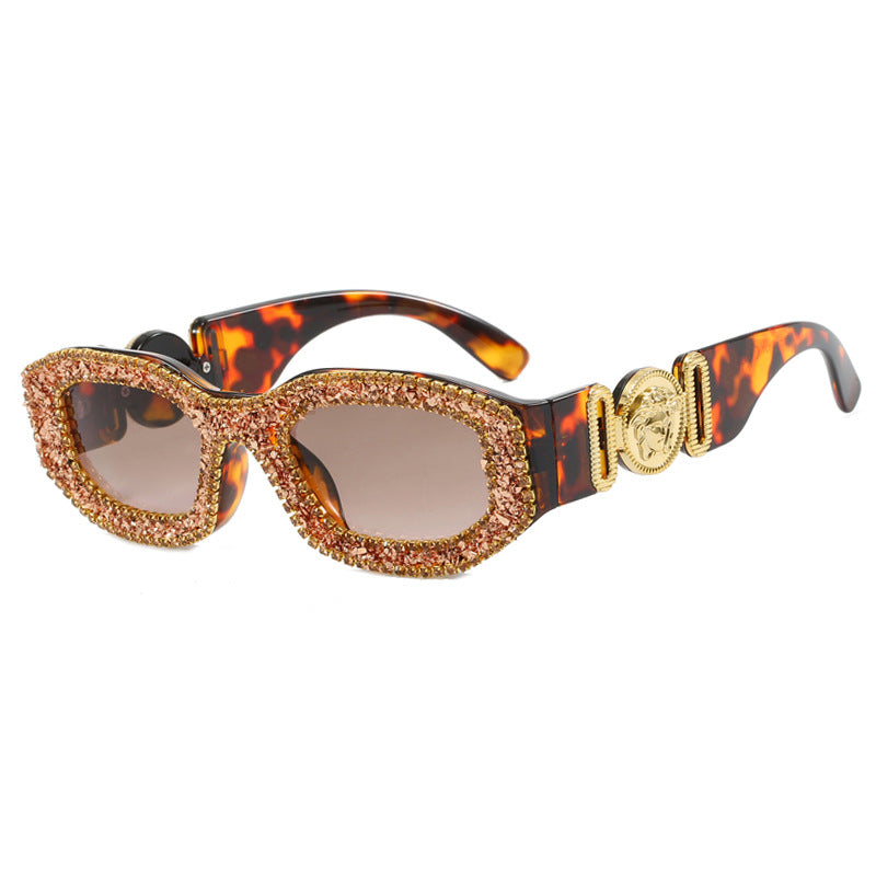 Damen extravagant gestaltete Sonnenbrille mit strassbesetztem Rahmen Karnz