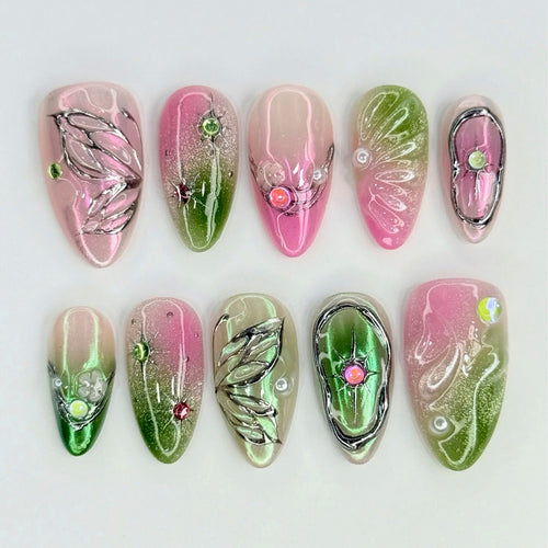 Dekorative florale Press-On Nageltips Karnz