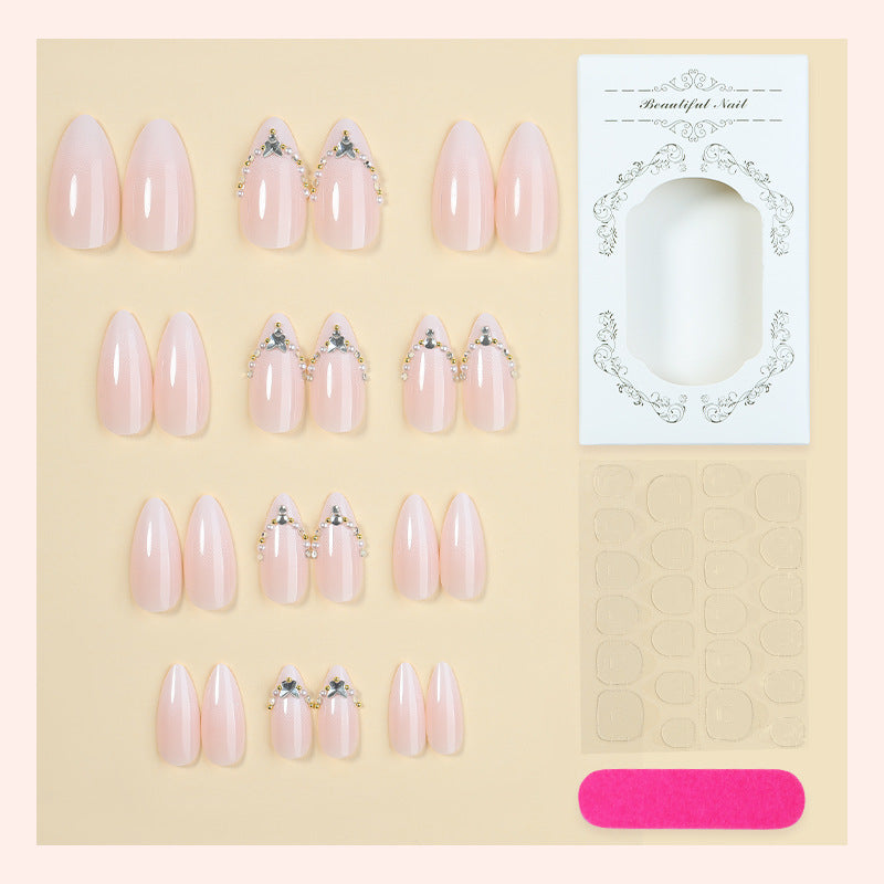 Premium Dekorative Druck-On-Nagel-Set mit Edelsteindetails Karnz