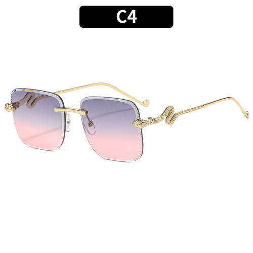 Modische quadratische Sonnenbrille mit Schlangenakzenten
