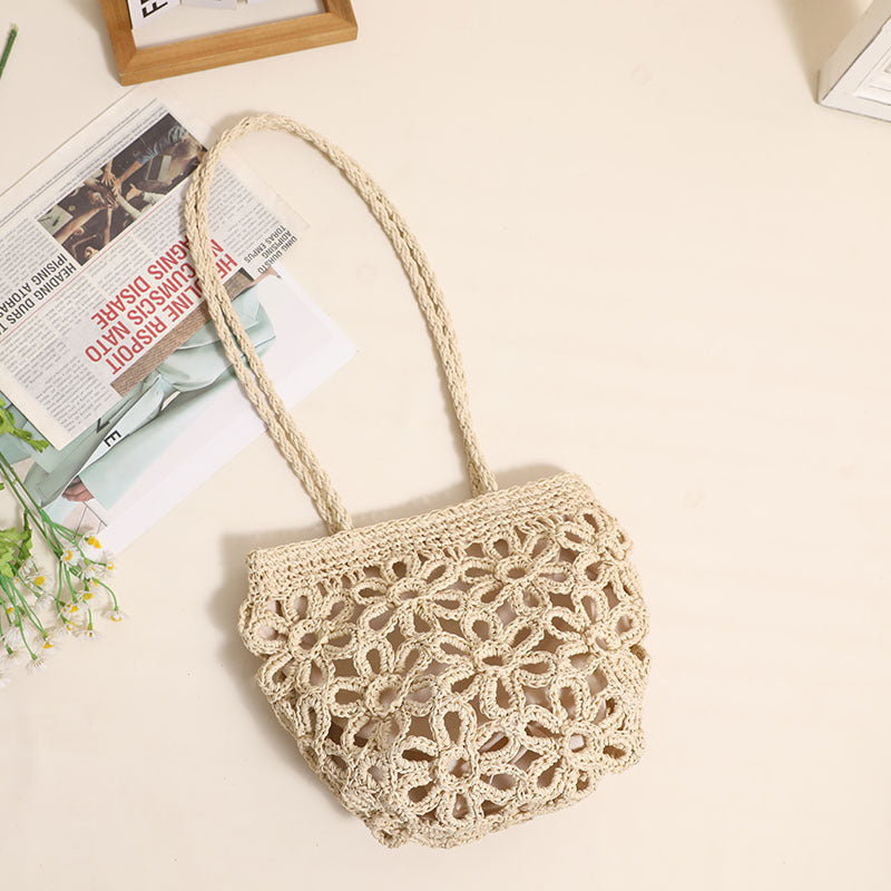 Damen Handgeknüpfte Korbtasche mit floralem Design Karnz
