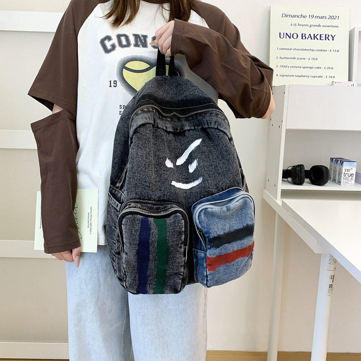 Künstlerischer Denim Rucksack Karnz