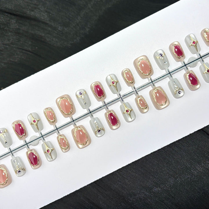 Elegante Polka Dot und Spitzen Press-On Nagel Set