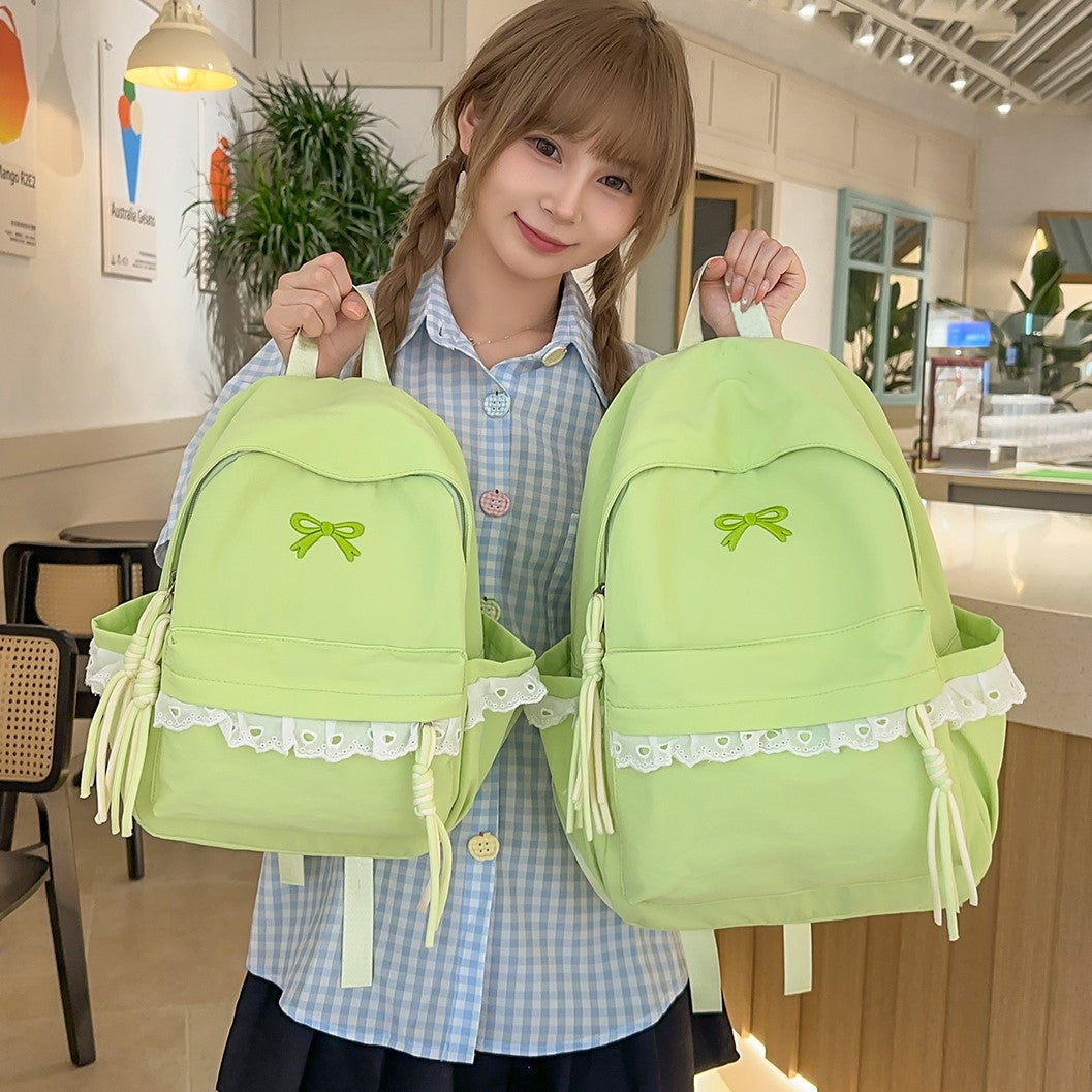 Stilvoller Bestickter Rucksack mit Schleifenakzent Karnz