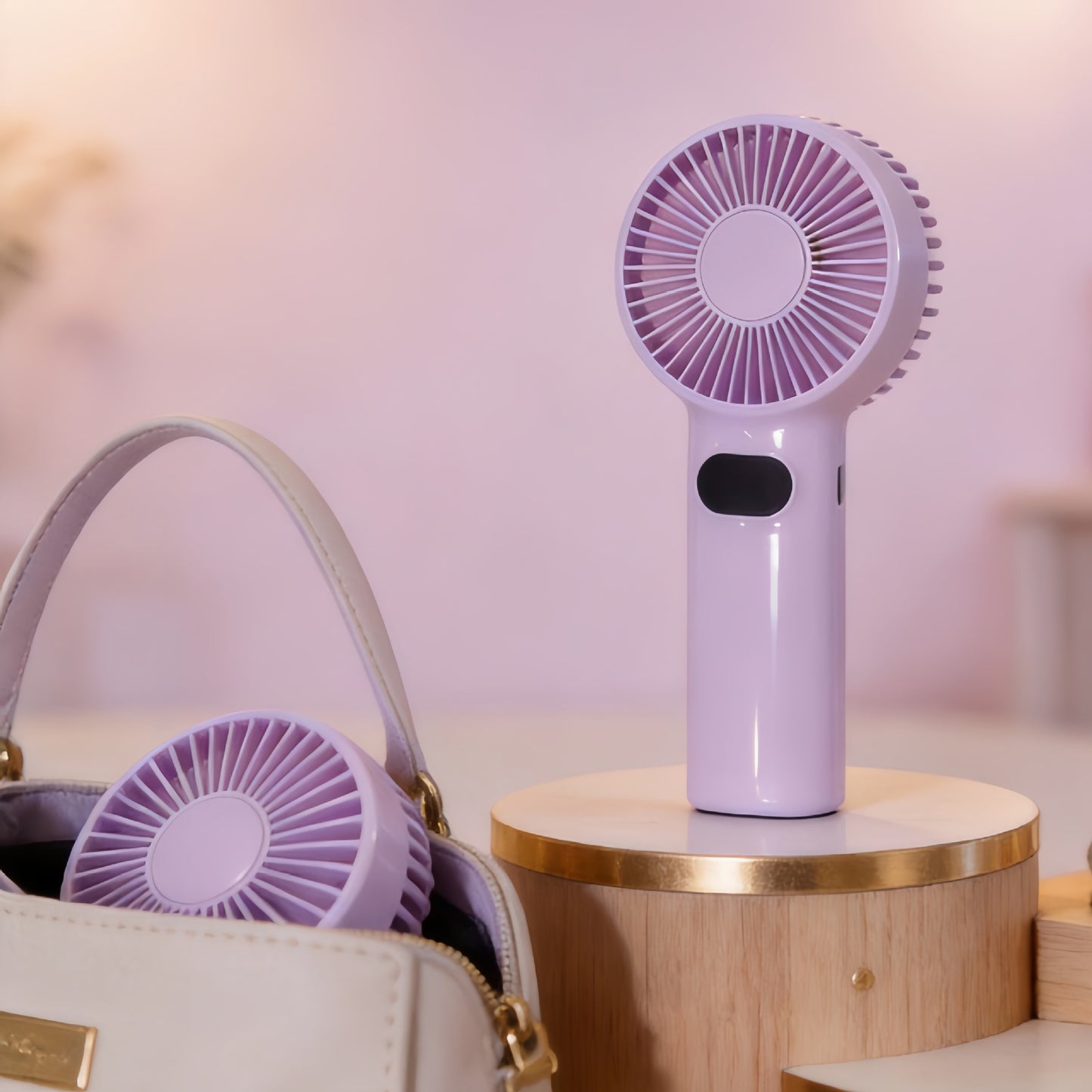 Damen Tragbarer Mini-Handventilator mit LCD-Anzeige Karnz