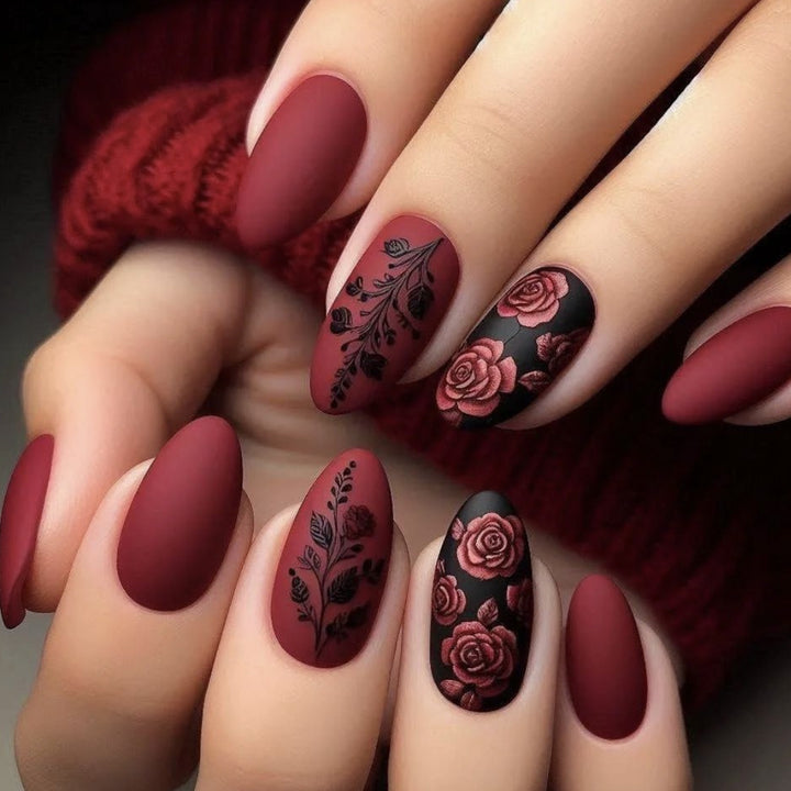 Florale Matte Acryl Nagel Set Karnz