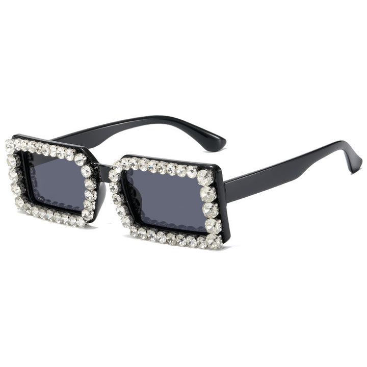 Damen modische Sonnenbrille mit glitzernder Rahmenverzierung Karnz