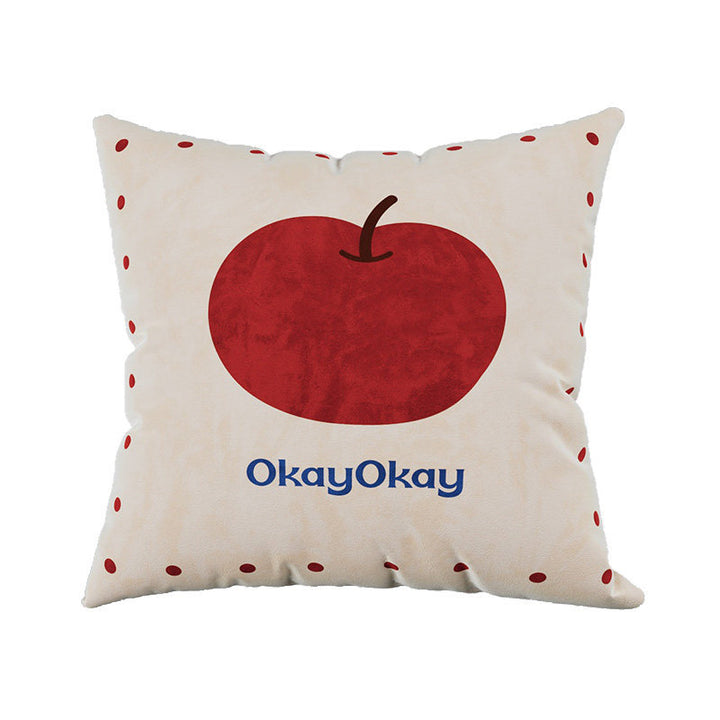 Decorative Plush Throw Pillow Cover with Retro Cherry Graphic