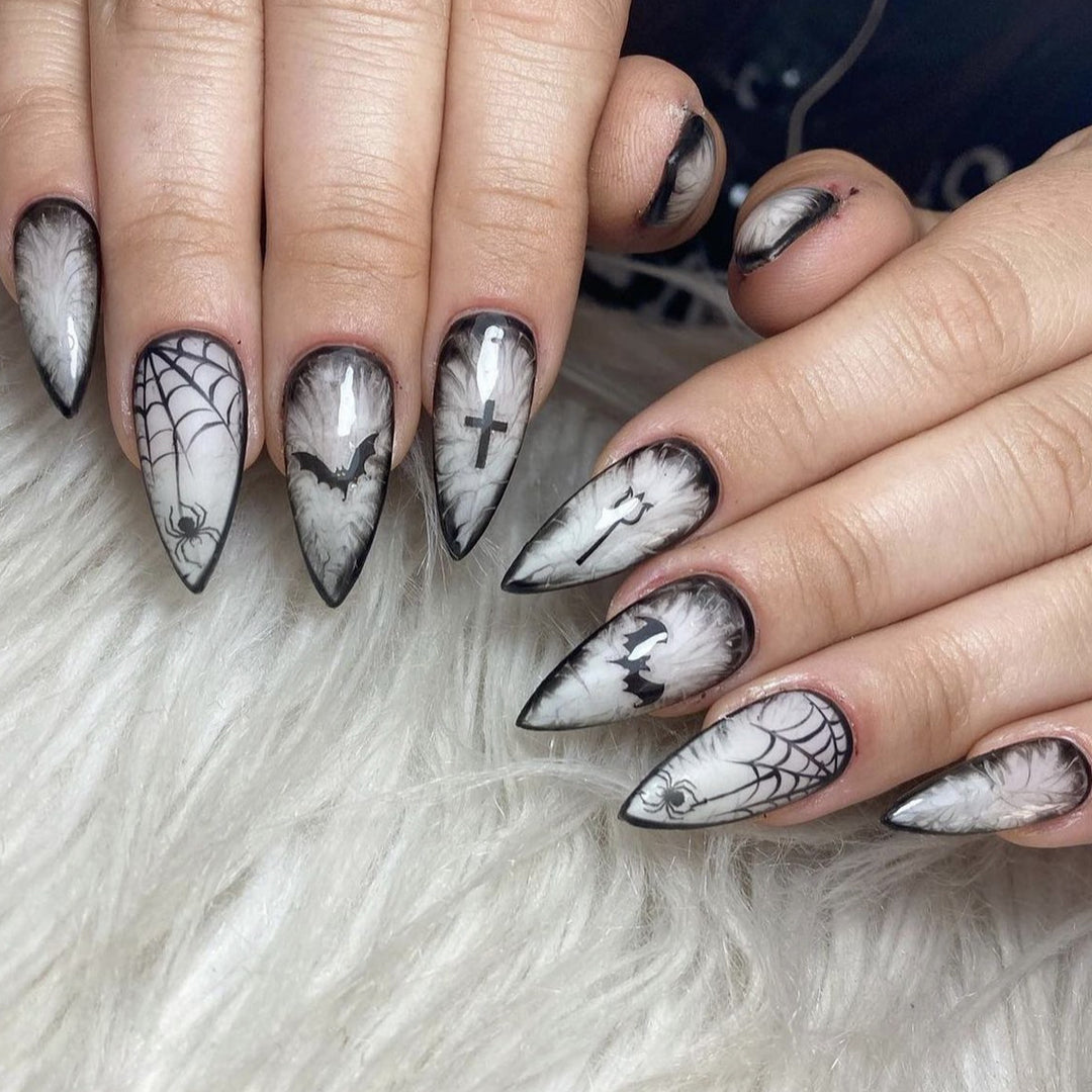 Gothic Halloween-Themen Stiletto Nagel Kunst Erweiterungen Karnz