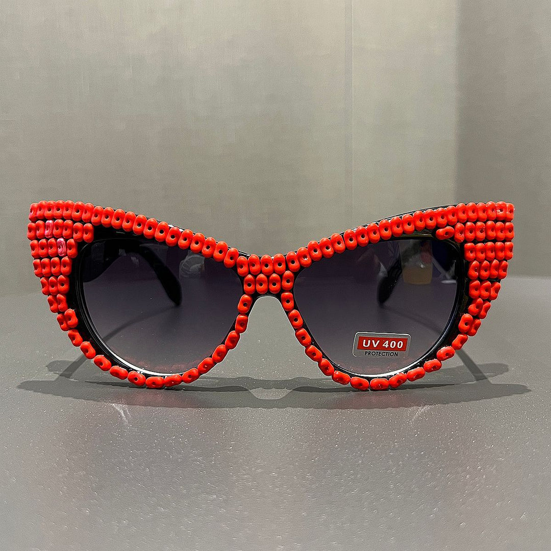 Damen Cat-Eye Sonnenbrille mit farblich akzentuiertem Rahmen Karnz