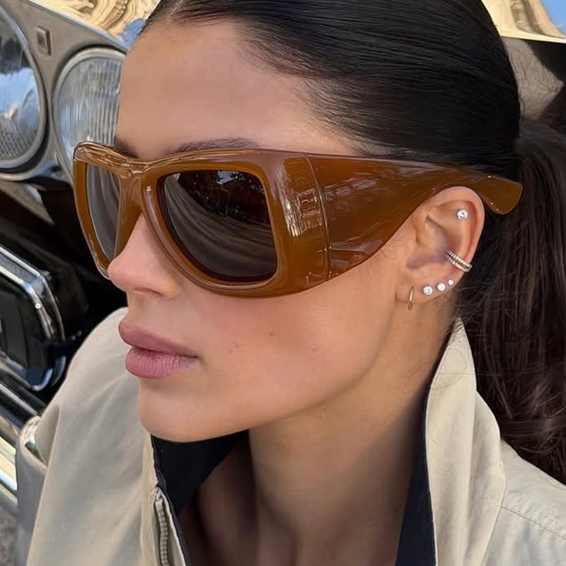 Damen trendige oversized Sonnenbrille mit markantem Schildpatt-Design Karnz