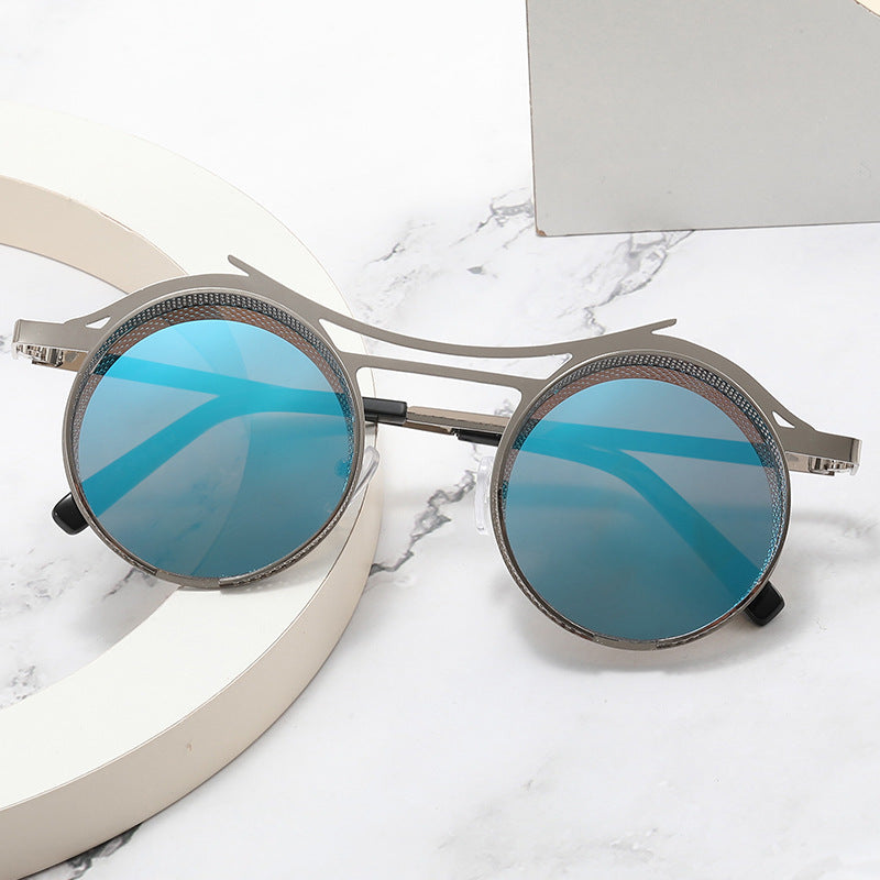 Damen modische runde Sonnenbrille mit extravagantem Design Karnz