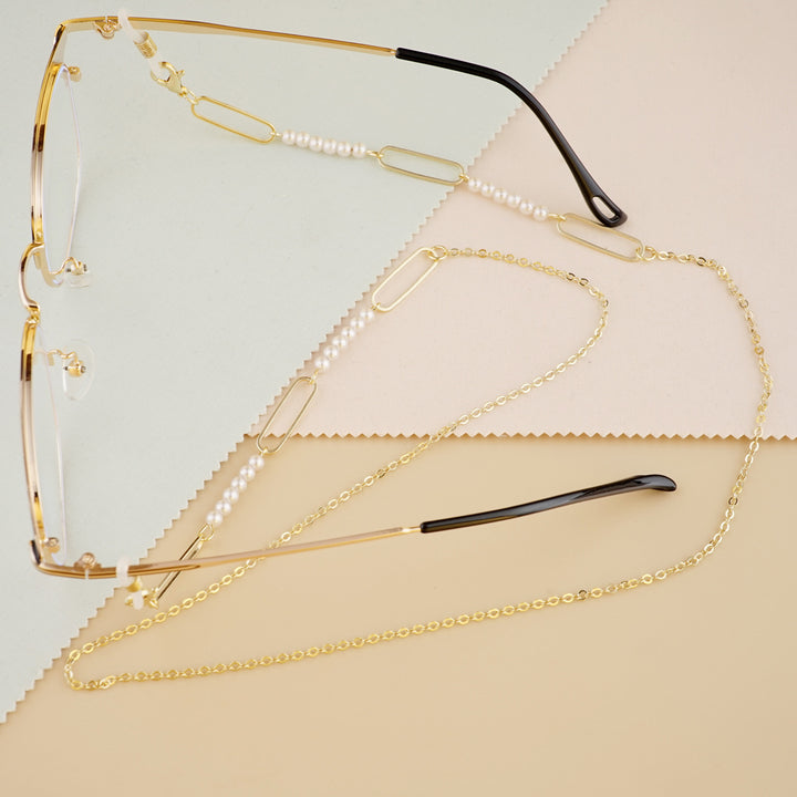 Elegante Perlen- und Glieder-Brille Kette Karnz