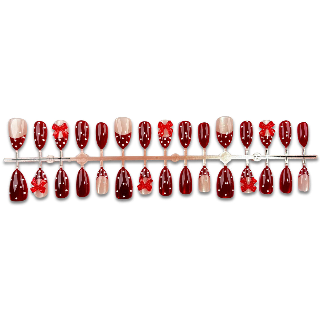 Bow-Verzierte Press-On Nagelset