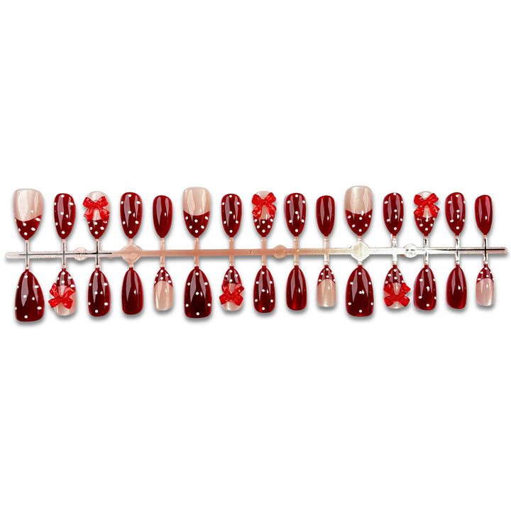 Bow-Verzierte Press-On Nagelset
