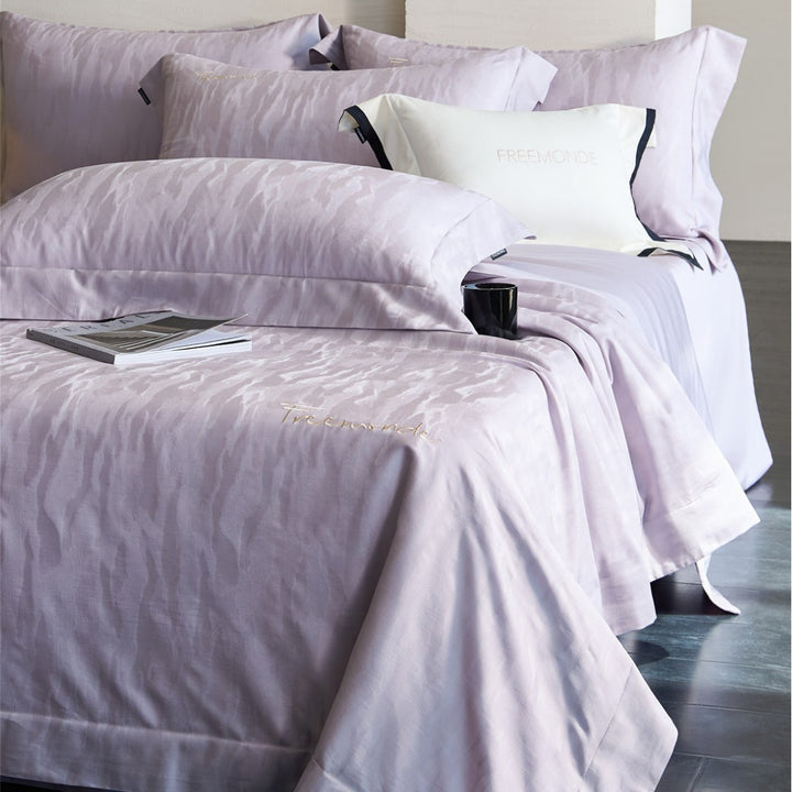 Luxus Jacquard Satin-Back Bettbezug Bettwäsche Set mit Euro- und Oxford-Kissenbezügen