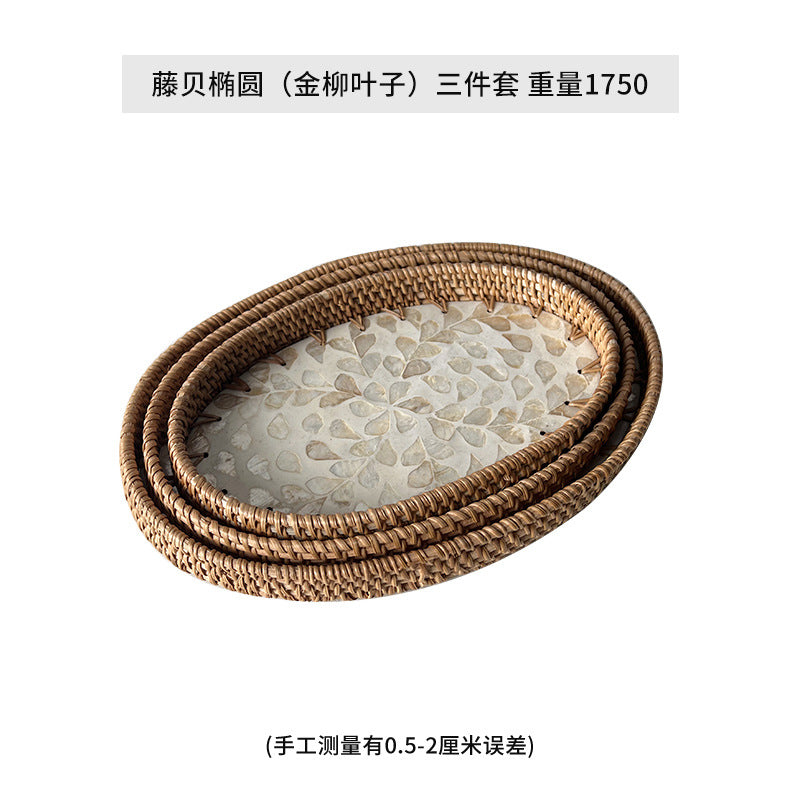 Damen Eleganter Servierteller-Set aus handgewebtem Naturmaterial Karnz