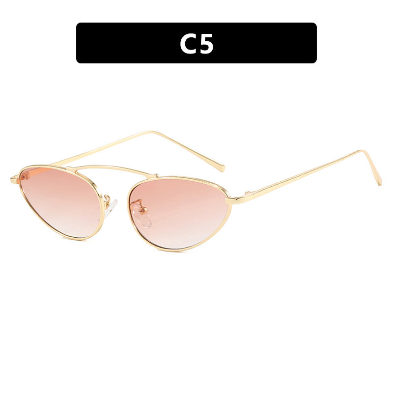 Damen trendige Cat-Eye Sonnenbrille mit schmalem Metallrahmen Karnz