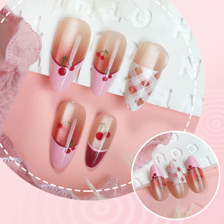 Künstlerisches Kirschblüten Press-On Nagelkunst Set