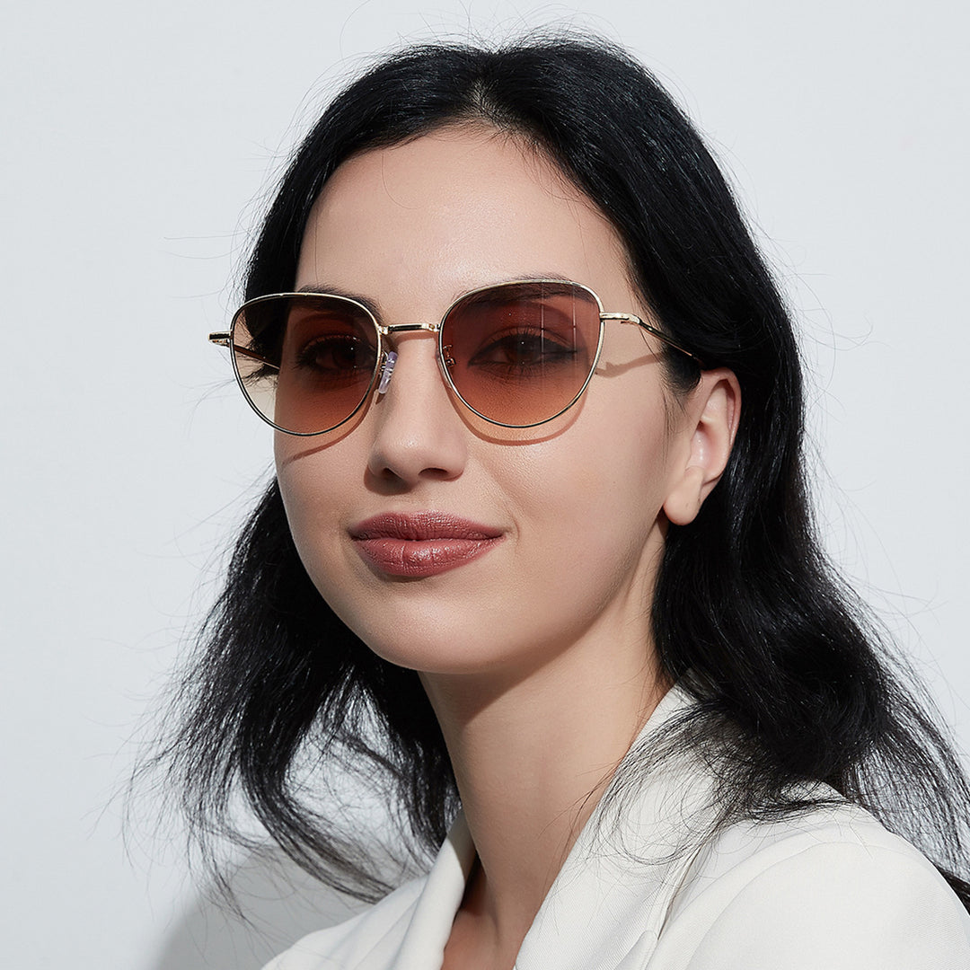 Damen modische Sonnenbrille mit filigranem Metallrahmen Karnz