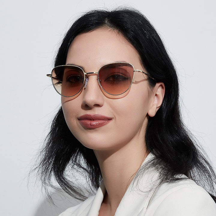 Damen modische Sonnenbrille mit filigranem Metallrahmen Karnz