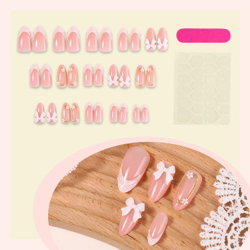 Elegantes 3D Blüten Press-On Nagelkunst Set Karnz