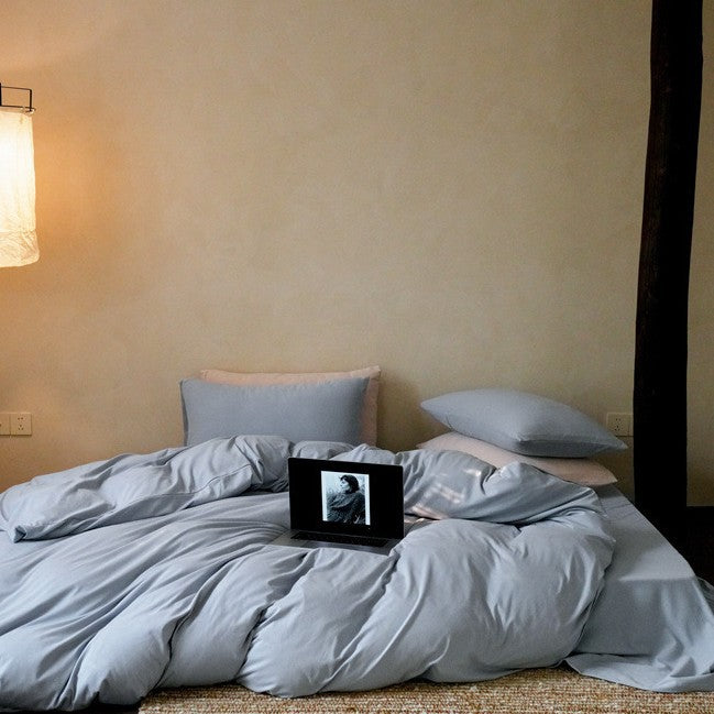 Extra-weiches Baumwollsatin-Bettbezug-Set mit Hotel-Finish und verdecktem Reißverschluss
