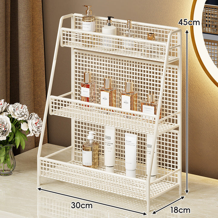 Zweischichtiger Metallgitter-Countertop-Vanity-Organizer-Regal mit erhöhtem Frontlippe