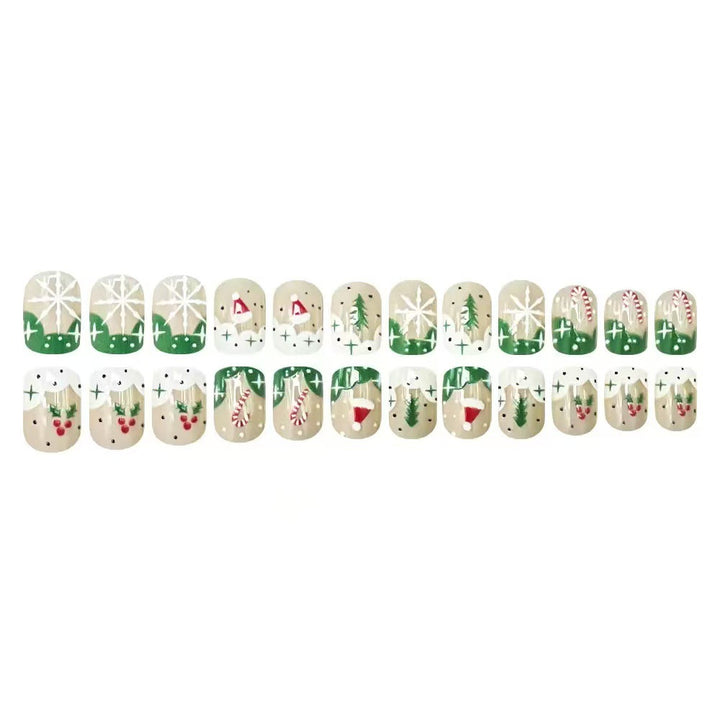 Kunstnagelset mit weihnachtlichen Motiven und Glitzerakzenten Karnz