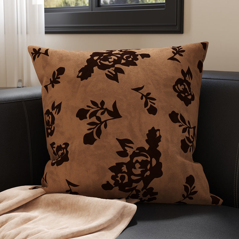 Botanical Microfiber Suede Throw Pillow Cover with Hidden Zipper